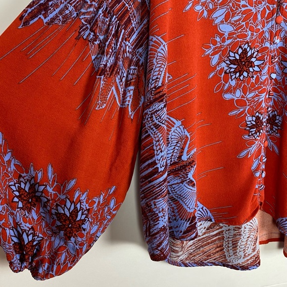 Free People Birds Of A Feather Floral Blouse Size Small - Picture 5 of 10